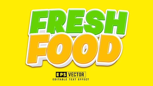 Archivo de vector de efecto de texto editable 3d de alimentos frescos con fondo lindo