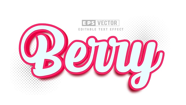 Archivo de vector de efecto de texto editable 3d berry con fondo lindo