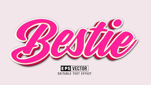 Archivo de vector de efecto de texto editable 3d Bestie con fondo lindo
