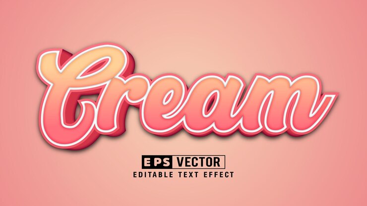 Vector archivo de vector de efecto de texto editable 3d crema con fondo lindo