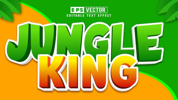 Archivo de vector de efecto de texto editable 3d Jungle King con fondo lindo