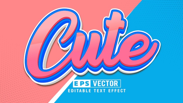 Vector archivo de vector de efecto de texto editable 3d lindo con fondo lindo