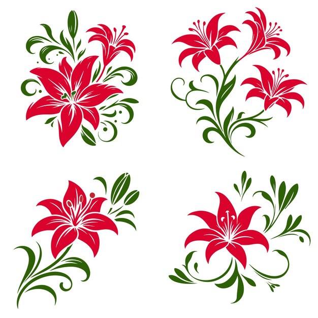 archivo vectorial de la colección de flores de lirio