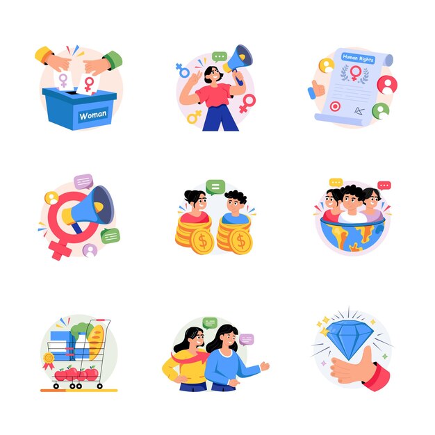 El archivo vectorial del Día Internacional de la Mujer EPS 10 Set 04