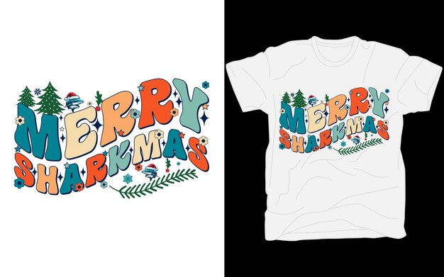 Archivo vectorial de diseño de camisa de Navidad de Merry Sharkmas