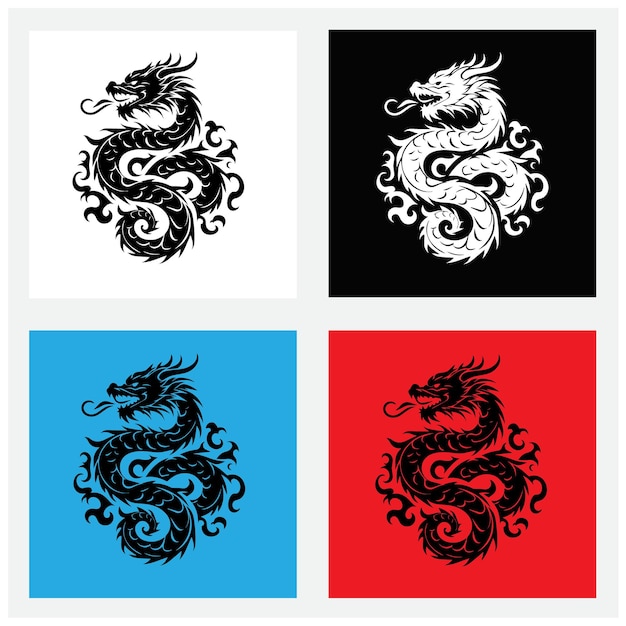 Archivo vectorial editable del tatuaje del dragón