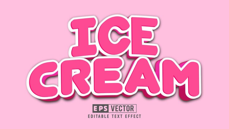 Vector archivo vectorial de efecto de texto editable de helado con fondo lindo