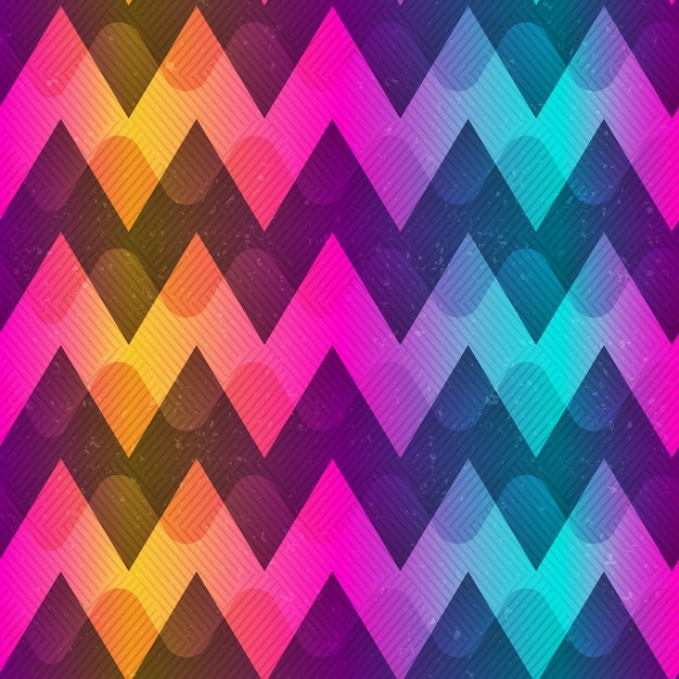 Archivo vectorial eps 10 de patrones sin fisuras en zigzag de color arco iris