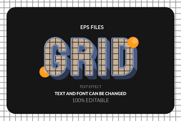 Archivo vectorial eps de efecto de texto editable geométrico de patrón de cuadrícula 3d