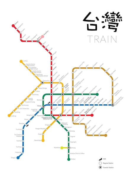 Archivo vectorial del mapa de trenes de Taiwán