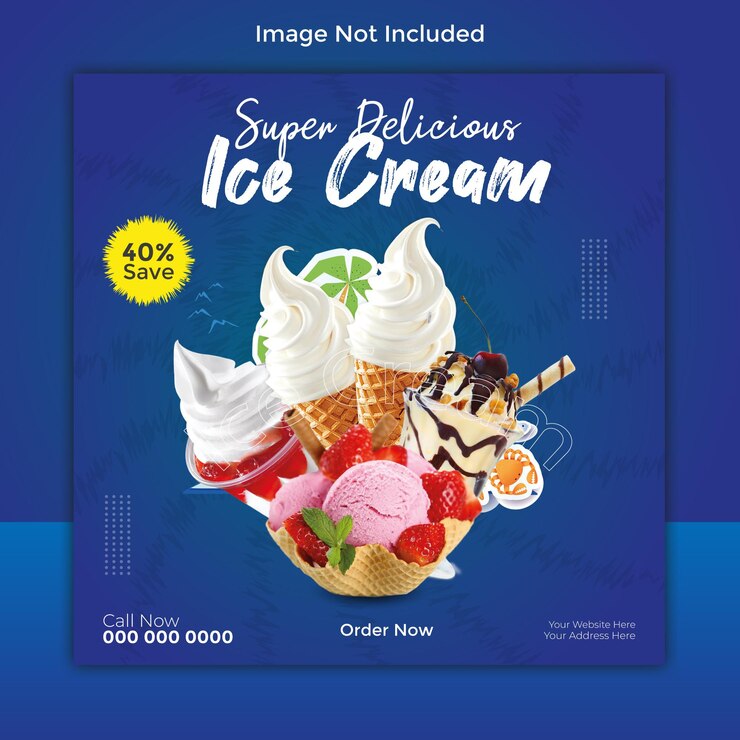 Archivo vectorial de plantilla de diseño de banner de redes sociales de delicioso helado