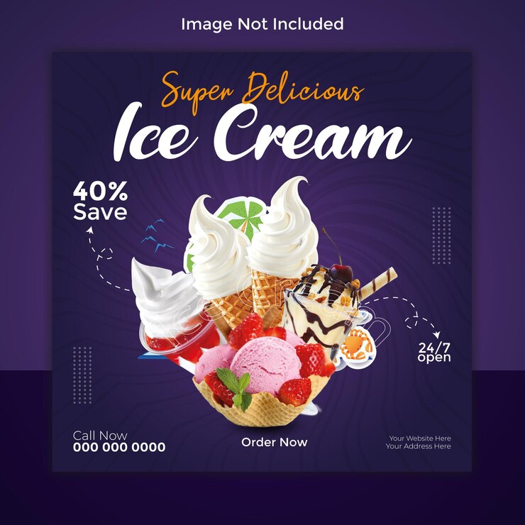 Archivo vectorial de plantilla de diseño de banner de redes sociales de delicioso helado