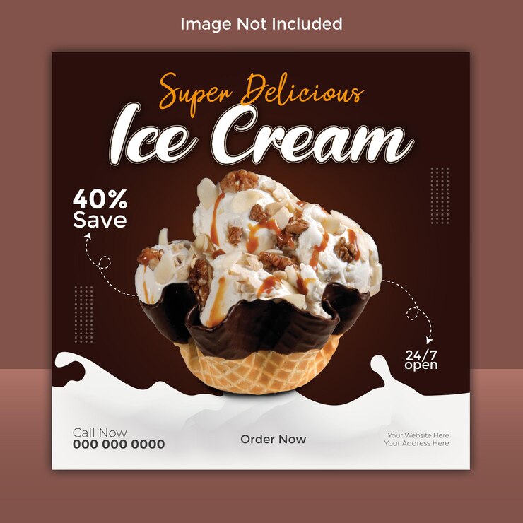 Archivo vectorial de plantilla de diseño de banner de redes sociales de delicioso helado