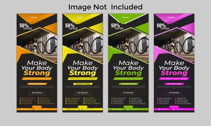 archivo vectorial de plantilla de diseño de banner roll up o standee de fitness o gimnasio