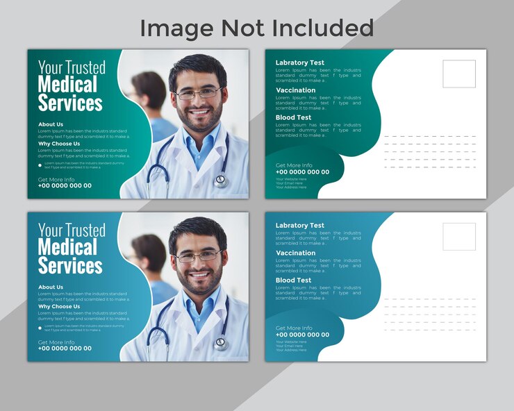 archivo vectorial de plantilla de diseño de tarjeta postal médica