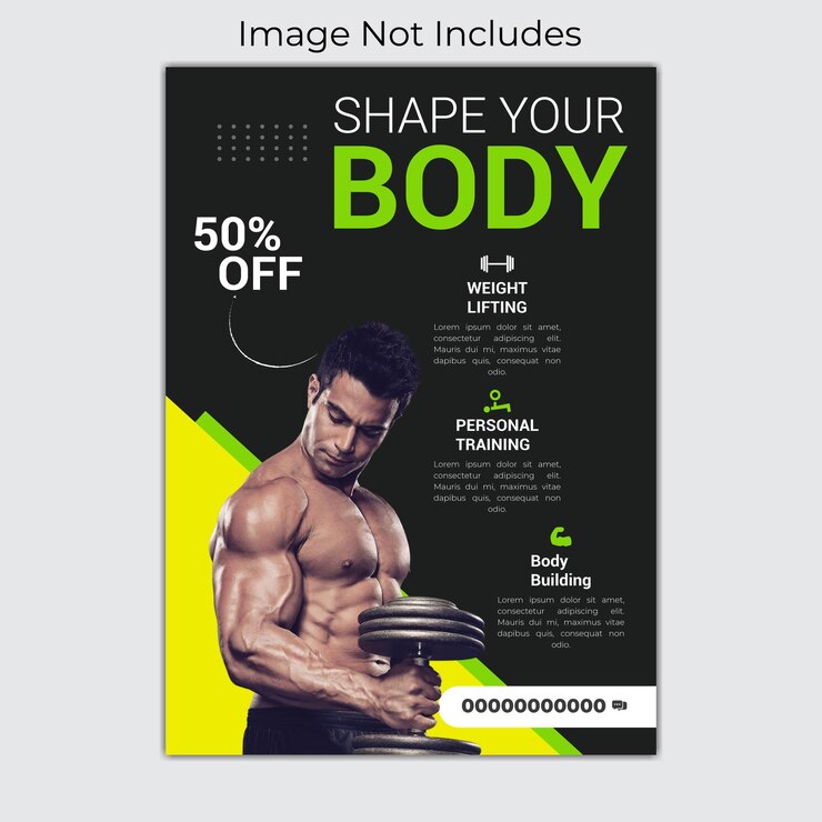 Archivo vectorial de plantilla de diseño de volante de fitness profesional moderno y de tendencia