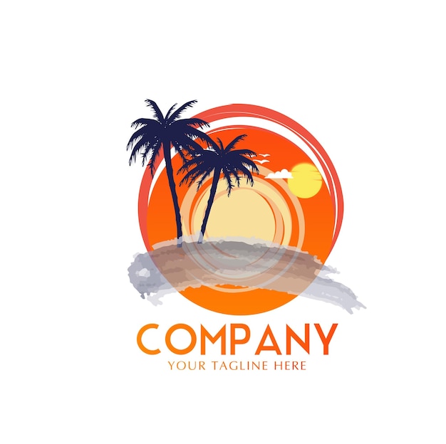 Archivo vectorial de plantilla de logotipo de playa que viaja