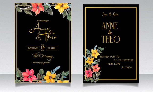 Archivo vectorial de tarjeta de invitación de boda floral