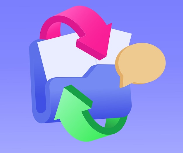 Archivos de carpeta 3d actualizar descarga remota icono de descarga nuevo vector de diseño de idea