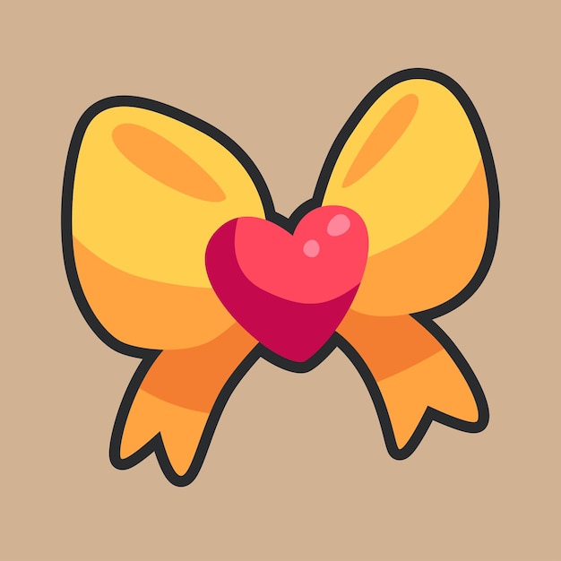 Arco amarillo con corazón con diseño vectorial plano de contorno