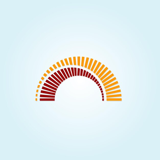 un arco amarillo y rojo con un diseño rojo y naranja en él