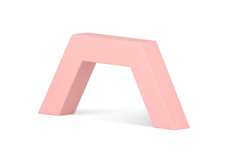 Vector arco angulado rosado pedestal de construcción geométrica 3d decorativo fundación básica vector realista