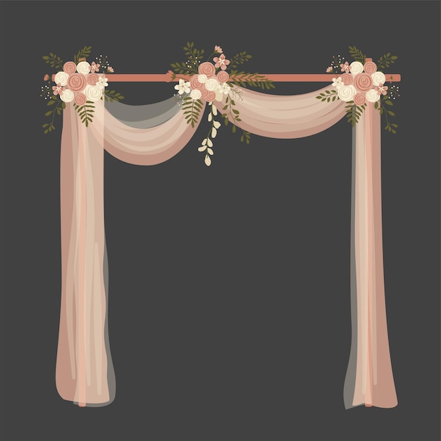 El arco de la boda de color rosa rojizo