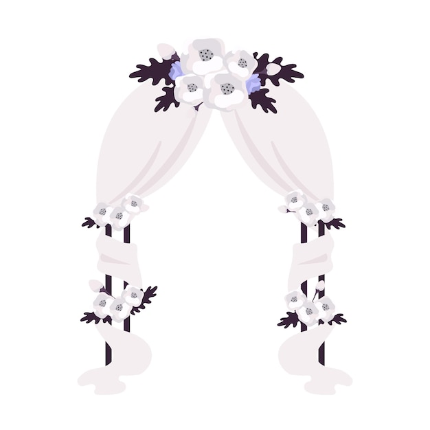Arco de boda con decoración floral objeto vectorial de color semiplano