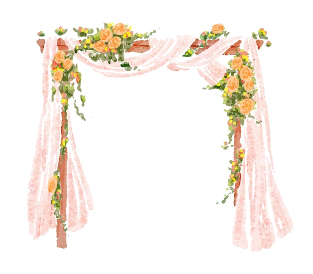 Arco de boda con ilustración de flores