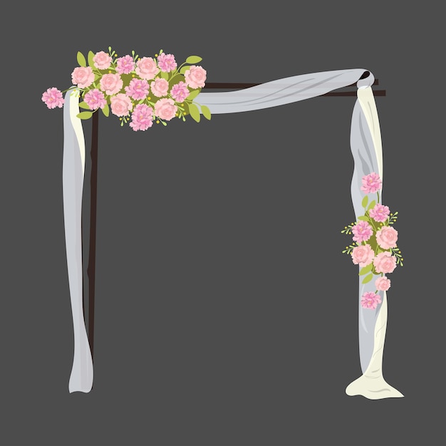 Vector arco de bodas con flores