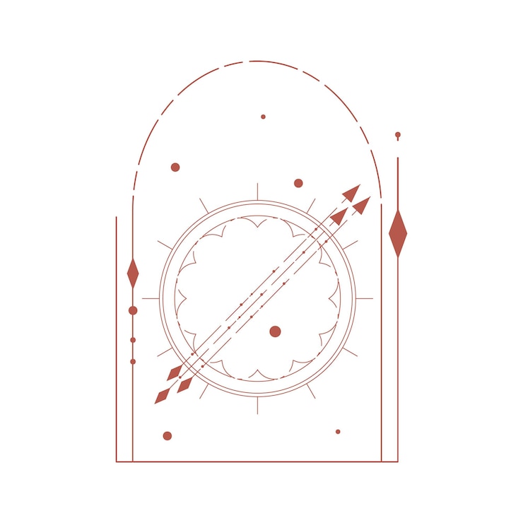 Vector arco bohemio terracota diseño esotérico línea de marco celestial con luna y estrella geometría celestial mínima marco ilustración de vector boho elementos mágicos esotéricos