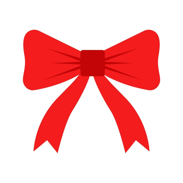 Vector arco de cinta roja icono de navidad en estilo plano ilustración plana vectorial de arco de cinta para decoración