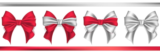 Arco de cinta roja satén brillante realista con cinta horizontal de sombra para decorar su invitación de boda