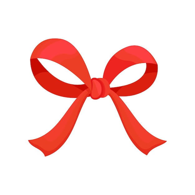 Arco de cinta roja vectorial decorativo en blanco