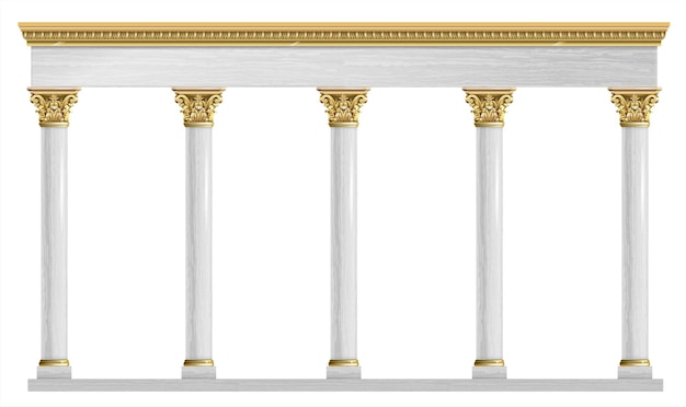 Arco clásico de lujo dorado con columnas.