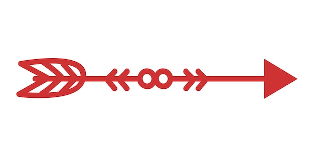 Arco de corazón rojo boceto garabateado dirección marca de comprobación dibujado de dibujos cómicos arco de corazón resaltado