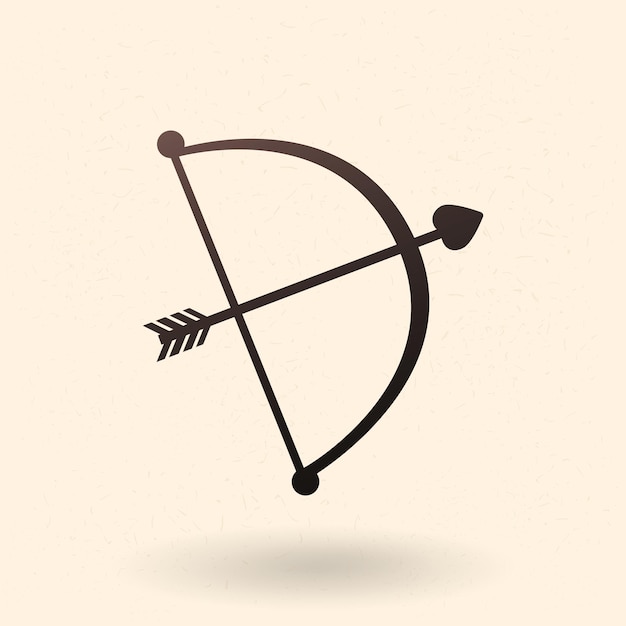 Arco de Cupido negro vectorial con icono de flecha de amor