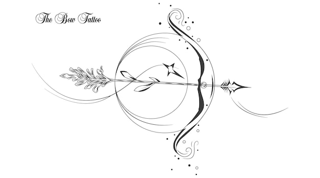 Un arco y una flecha con una flor.