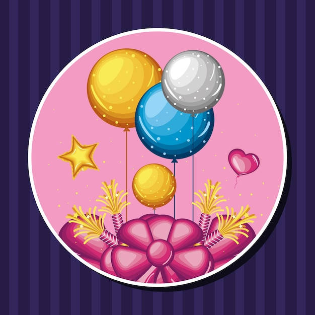 Vector arco y globos de cumpleaños