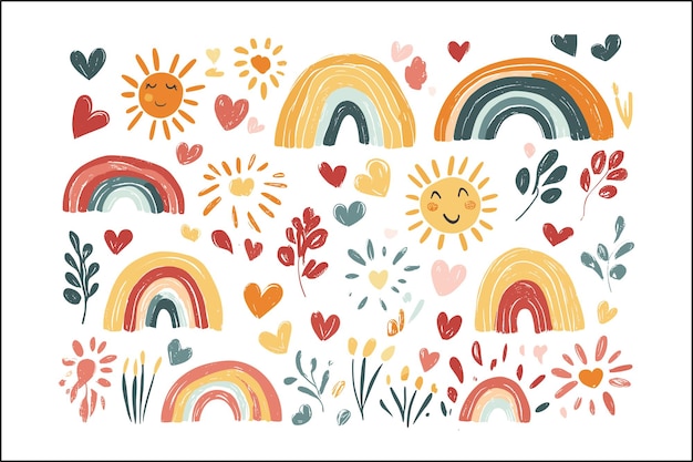 Arco iris de acuarela Clipart de arco iris Boho Elementos de acuarelas Bundle de arcoirís acuarela c