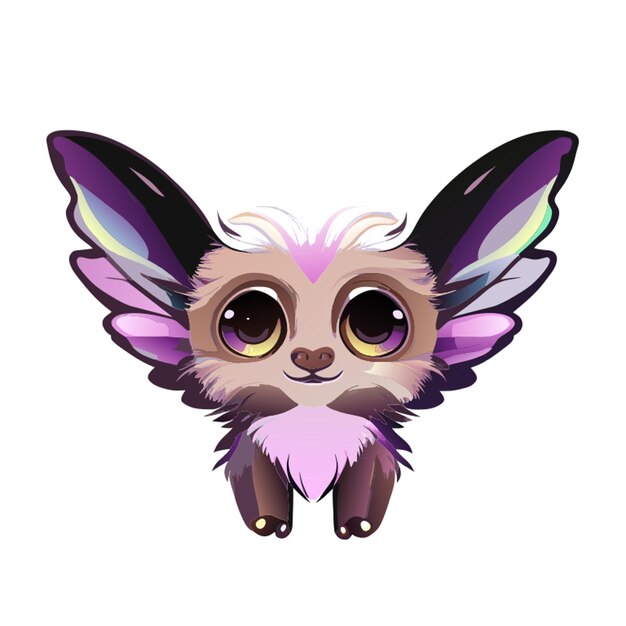 Vector arco iris alienígena rizado elfo búho mariposa murciélago tigre alce cachorro gatito ilustración vectorial