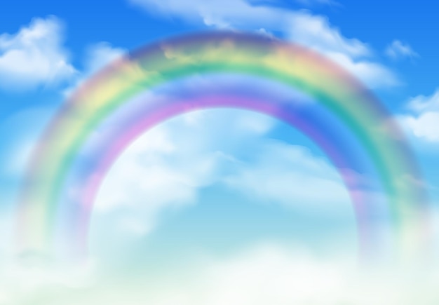 Arco iris azul cielo de verano ilustración vectorial