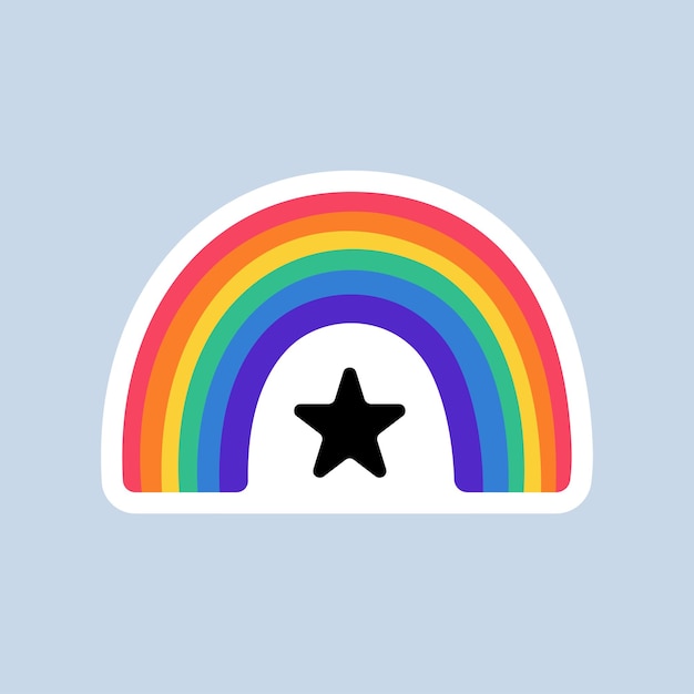 Vector arco iris con bandera lgbt y estrella icono del arco iris adhesivo lgbt símbolo de la comunidad del orgullo lgbt