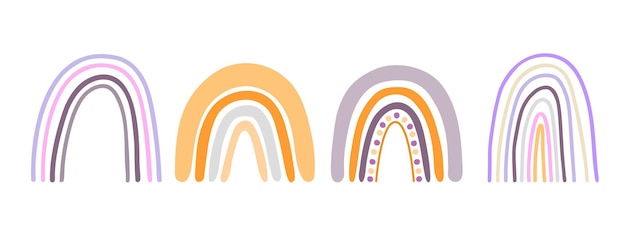 Arco iris boho en colores pastel de moda concepto minimalista para hacer tarjetas pancartas carteles artesanía de papel