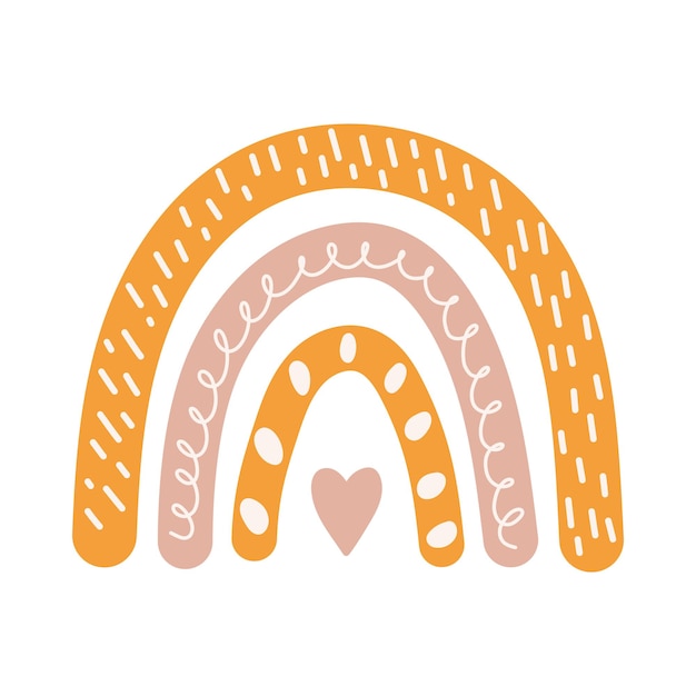 Arco iris boho imprimir Arco iris escandinavo Estilo infantil moderno Elemento para imprimir postal y póster aislado en blanco