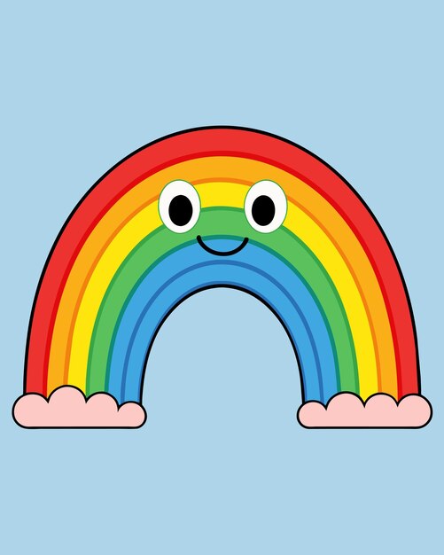 Vector un arco iris con una cara y una cara feliz