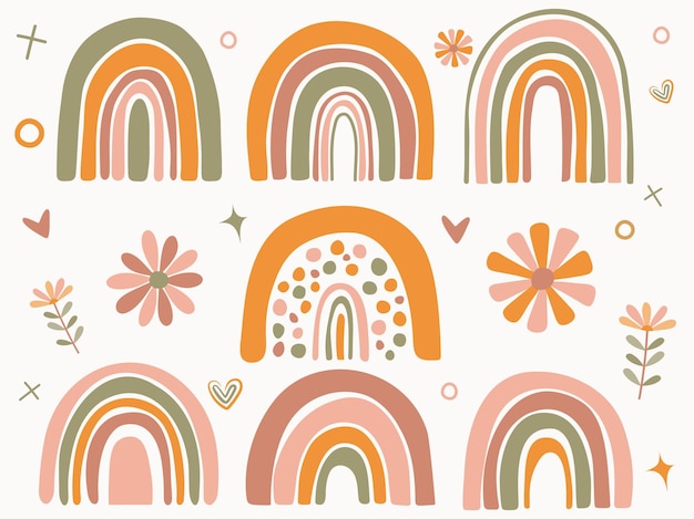El arco iris en colores naranja