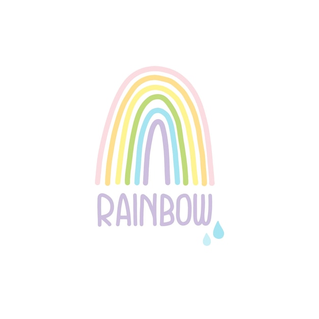 Arco iris de colores pastel con letras Arco iris para la decoración de la pared de la habitación de los niños o plantilla