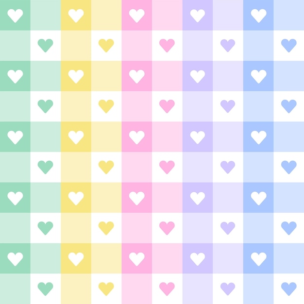 Arco iris Corazón Amor Día de San Valentín Púrpura Azul Verde Amarillo Rosa Guinga Patrón Fondo cuadrado