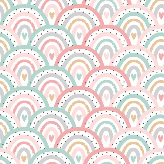 Arco iris sin costura Abstracto Arco iris con corazón Amor vectorial para Valent